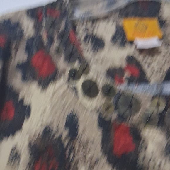 Ruby Rd. Red and Beige Animal Print Jacket - Picture 10 of 11